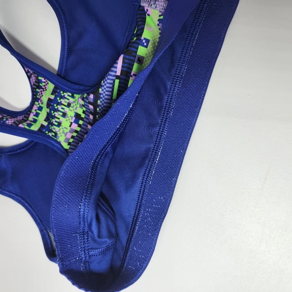 Nike Blue  Green Purple Sports Bra with Geometric Pattern
